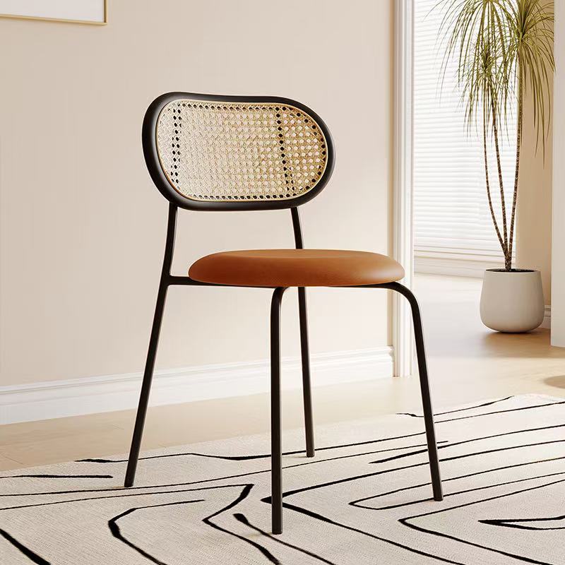 Rattan Dining Chair with Microfiber Leather Seat