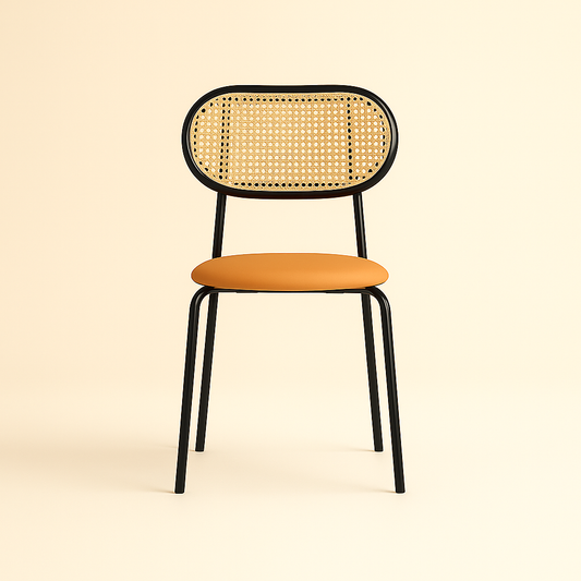 Rattan Dining Chair with Microfiber Leather Seat