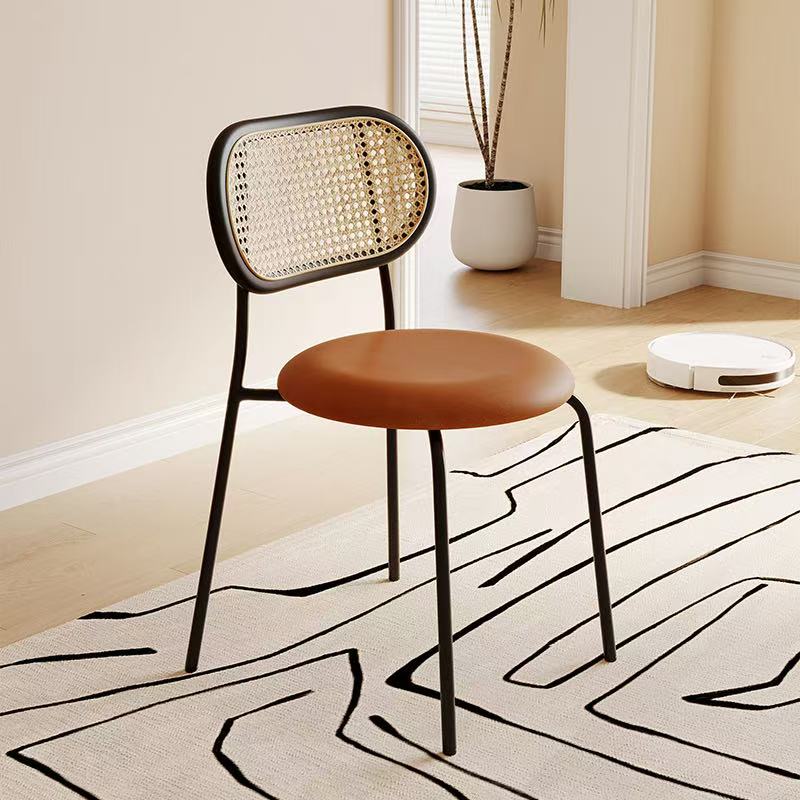 Rattan Dining Chair with Microfiber Leather Seat