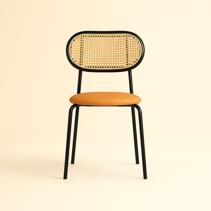Rattan Dining Chair with Microfiber Leather Seat