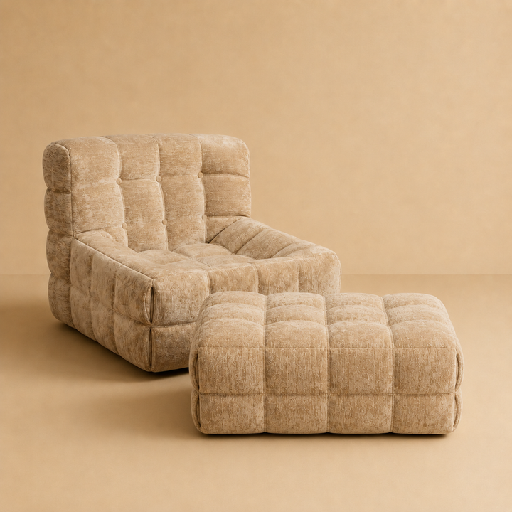 Waffle Lounge Chair with Ottoman - Suede product photo at CS Furniture