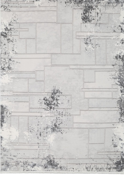 ELEGAND T3471 Ivory and Gray Linear Geometric Area Rug