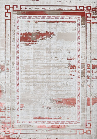 FARAZ NM10D red greek key border area rug