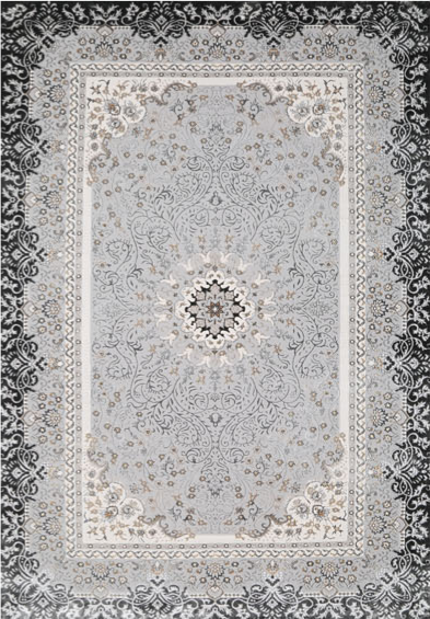 FARAZ NN56C gray and black medallion area rug