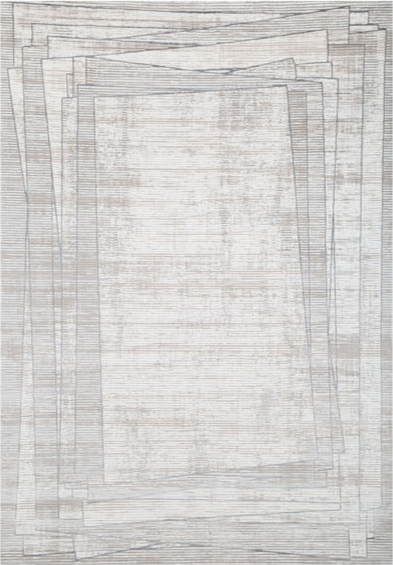 FARAZ TZ08D gray linear border area rug