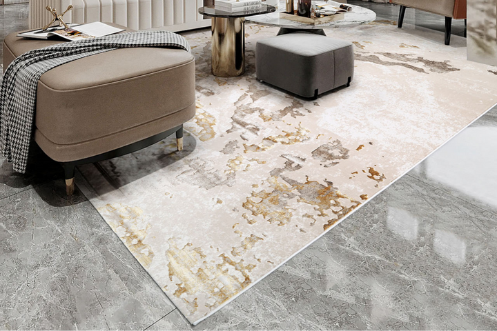 FARAZ rug collection styled in a contemporary living room