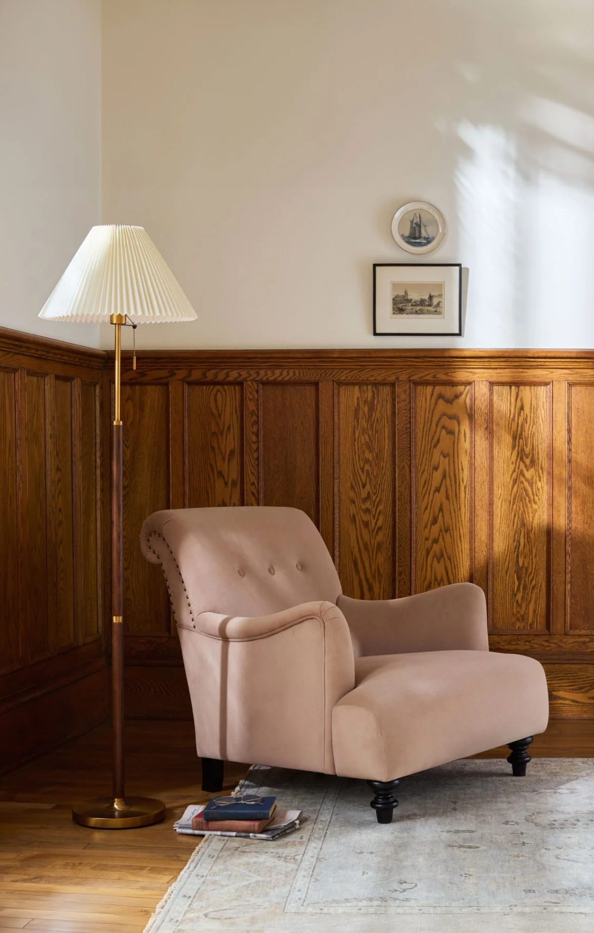 Walnut Wood Accent Floor Lamp